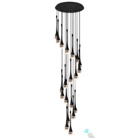 Ykolupty 138 Modern Chandelier 20Lights Black Modern Pendant Light Fixture Staircase Large Chandelier Lobby Living Room Bedro