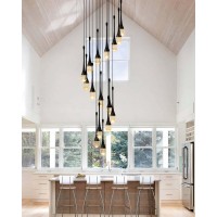 Ykolupty 138 Modern Chandelier 20Lights Black Modern Pendant Light Fixture Staircase Large Chandelier Lobby Living Room Bedro