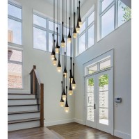 Ykolupty 138 Modern Chandelier 20Lights Black Modern Pendant Light Fixture Staircase Large Chandelier Lobby Living Room Bedro