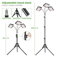 Grow Light With Stand, Lbw Tri-Head Led Plant Light For Indoor Plants, Full Spectrum 150 Leds Grow Lamp, 3/6/12H Timer, 6 Dimmable Levels, 3 Switch Modes, Adjustable Tripod Stand 15-63 Inches