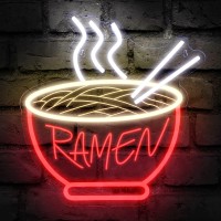 Red Ramen Neon Sign - Imegina 3D Dimmable 5V Japanese Neon Signs For Wall Decor 11.81X12.4 Inch, Bright Led Neon Lights For Restaurant, Window, Shop, Dinning Room