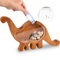 Dinosaur Piggy Bank For Boys Girls Dinosaur Money Coin Bank,Transparent Money Saving Box Custom Text Name Dinosaur Diy Creative Gift For Real-Money