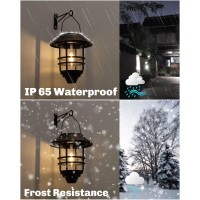 Solar Lanterns Outdoor Solar Lights Waterproof Solar Outdoor Light Hanging, Metal Heavy Glass & Stainless Outdoor Solar Wall Lantern ,For Fence Porch 2 Pack