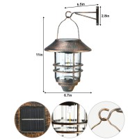 Solar Lanterns Outdoor Solar Lights Waterproof Solar Outdoor Light Hanging, Metal Heavy Glass & Stainless Outdoor Solar Wall Lantern ,For Fence Porch 2 Pack