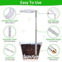 Romsto Grow Lights For Indoor Plants, Led Full Spectrum Plant Light For Indoor Plants, Height Adjustable Grow Light With 10 Dimmable Brightness, 8/12/16H On/Off Timer, Ideal For Small Plants