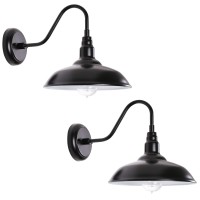 Goalplus 10'' Dome Outdoor Gooseneck Light, Satin Black Gooseneck Barn Wall Sconce For Porch, Exterior Waterproof Farmhouse Light Fixture With Wall Mount, 2 Pack, Lm2201-Bw-2P