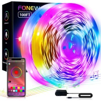 Fonewe Led Lights For Bedroom 100 Ft Led Strip Lights Bluetooth Music Sync Led Lights With App And Remote Control Rgb 5050 Color Changing Led Light Strip For Room Decor Christmas Strip Lights