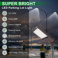 Ostek 300W Led Parking Lot Lights, Outdoor Commercial Area Lighting Fixture 42000Lm - Waterproof Ip65 5700K Led Shoebox Light With Slip Fitter Mount 100-277Vr