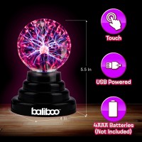 Baliboo Plasma Ball Light 3 Inches Touch Activated Lightning Globe Usb Battery Powered Magical Interactive Mood Setting