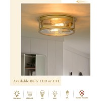 Foitton Flush Mount Ceiling Light Fixture 2 Lights Farmhouse Ceiling Light Industrial Seeded Glass Light Fixtures With Metal