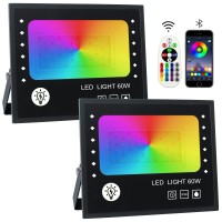 Lightstarter Led Flood Light 2 Pack 60W Rgb Flood Light Up Lights Indoor Uplights For Outdoor Parties Stage Lights Ip66 Waterproof (Watts, 60)