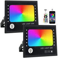 Lightstarter Led Flood Light 2 Pack Rgb Flood Light 300W Equivalent Up Lights Indoor Outdoor Color Changing Lights Stage Lights Ip66 Waterproof (Watts, 30)