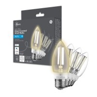 Ge Cync Smart Led Light Bulbs, Soft White, Bluetooth And Wi-Fi, Works With Alexa And Google Home, Decorative Bulbs, Medium Base (4 Pack)