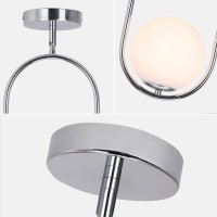 Seeu Pendant Lighting Modern Style Chrome Chandelier Single Hanging Light Fixture Milky Glass Globe Lampshade Pendant Light Fixt