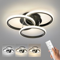 1574In Dimmable Led Modern Flush Mount Ceiling Light Fixture With Remote Control 3000K6500K 3Color Dimming Circle Modern Cha