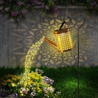 Solar Watering Can With Lights, Outdoor Solar Garden Lights,Garden Decor, Hanging Lantern Waterproof,Metal Solar Waterfall Lights For Yard Patio