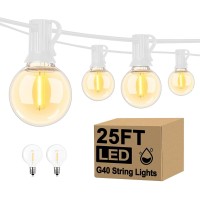 Abeja 25Ft Led Outdoor String Lights Patio Globe String Lights With 27 Shatterproof Led Clear Bulbs2 Spare Hanging Patio Str