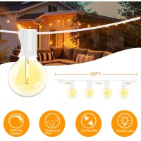 Abeja 25Ft Led Outdoor String Lights Patio Globe String Lights With 27 Shatterproof Led Clear Bulbs2 Spare Hanging Patio Str