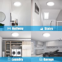 Youtob Motion Sensor Led Ceiling Light 15W 1200Lm Flush Mount Round Lighting Fixture For Indoor Stairs Closet Rooms Porches