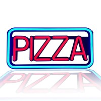 DELINEON 19 x 8 inches italic shape LED neon PIZZA sign Matte black base with ultra brightness silicone neon for business window sign light Size 15 x 48 x 20 cm 10mm plastic plate hollow the sahped 1 kg Light source blue and red color silicone led neon Po