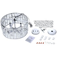 Farmhouse Crystal Convertible Chandelier And Semi Flush Mount Lighting Chrome Cylinder Drum Shade Pendant For Kitchen Island Din