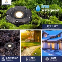 Gardenreet In Ground Well Lights Brass, Low Voltage Landscape Lights Outdoor, Led 12V Waterproof Driveway Lights, Wired Open Top Bronze For Path Tree Patio Without Mr16 Bulb 4 Pack