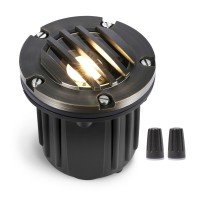 Gardenreet Landscape Well Lights Brass, Led Low Voltage Outdoor In Ground Lights, 12V Waterproof Garden Lights Wired Grated Top For Outside Driveway Walkway Path Without Mr16 Bulb