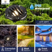 Gardenreet Landscape Well Lights Brass, Led Low Voltage Outdoor In Ground Lights, 12V Waterproof Garden Lights Wired Grated Top For Outside Driveway Walkway Path Without Mr16 Bulb