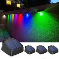 Microy Solar Outdoor Lights 4 Pack Solar Fence Lights With 3 Modes Solar Deck Lights Led Solar Lights Outdoor Waterproof Colo