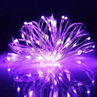 12 Pack Purple Halloween Lights Battery Operated String Lights 7 Feet 20 Led Fairy Lights Waterproof Mini Lights Silver Wire For