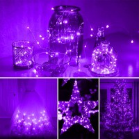 12 Pack Purple Halloween Lights Battery Operated String Lights 7 Feet 20 Led Fairy Lights Waterproof Mini Lights Silver Wire For