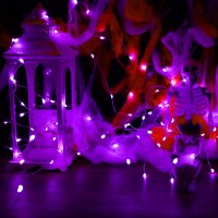 12 Pack Purple Halloween Lights Battery Operated String Lights 7 Feet 20 Led Fairy Lights Waterproof Mini Lights Silver Wire For