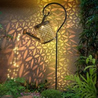 Zwoos Solar Watering Can With Cascading Lights, Solar Waterfall Lights With String Lights, Waterproof Outdoor Solar Lights For Garden, Patio, Yard And Pathway (Blink)