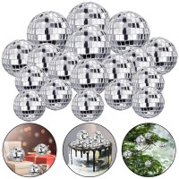 27 Pcs Disco Ball Cake Decoration Ornaments Reflective Mirror Ball Cake Decoration 70S Disco Themed Party Decoration Silver Disco Table Decoration For Christmas Tree Dance Music