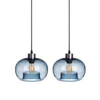 Casamotion Pendant Lighting Kitchen Island Hand Blown Glass Modern Light Fixtures Ceiling Hanging Blue Bubbles Dining Room Table