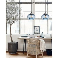 Casamotion Pendant Lighting Kitchen Island Hand Blown Glass Modern Light Fixtures Ceiling Hanging Blue Bubbles Dining Room Table