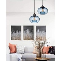 Casamotion Pendant Lighting Kitchen Island Hand Blown Glass Modern Light Fixtures Ceiling Hanging Blue Bubbles Dining Room Table