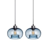 Casamotion Pendant Lighting Kitchen Island Hand Blown Glass Modern Light Fixtures Ceiling Hanging Blue Bubbles Dining Room Table