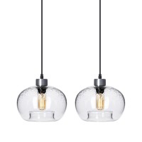 Casamotion Pendant?Ighting Blown Glass Kitchen Island Lights Clear Bubble Brushed Nickel 9