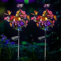 Igrark Solar Lights Outdoor Garden Butterfly Lights Decorative Solar Stake Lights With Butterflies 2 Pack Decor Powered Waterproof For Garden Yard Pathway