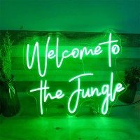 Welcome To The Jungle Led Neon Sign For Wall Decor Custom Personalized Indoor Bedroom Home Neon Light Signs Large Birthday Wedding Christmas Living Room Business Gift Adult Girl Boy-Pink,29.5 In