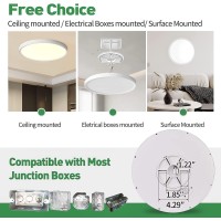 12 Inch Led Flush Mount Ceiling Light 24W 2520Lm 3000K4000K6000K Cct Selectable Round Flat Panel Light Low Profile Ceiling