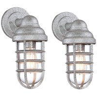 John Timberland Marlowe Modern Rustic Industrial Outdoor Wall Lights Set Of 2 Galvanized Steel 13 1/4