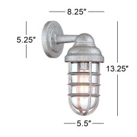 John Timberland Marlowe Modern Rustic Industrial Outdoor Wall Lights Set Of 2 Galvanized Steel 13 1/4