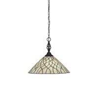 Elegant Pendant Shown In Matte Black Finish With 16 Sandhill Art Glass