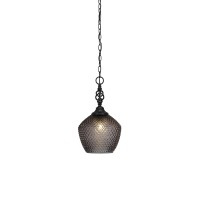 Elegant Pendant Shown In Matte Black Finish With 9 Smoke Textured Glass