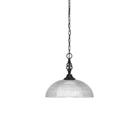 Elegant Pendant Shown In Matte Black Finish With 13 Clear Ribbed Glass