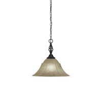 Elegant Pendant Shown In Matte Black Finish With 14