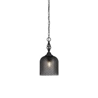 Elegant Pendant Shown In Matte Black Finish With 7 Smoke Textured Glass