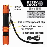 Klein Tools 80079 Headlamp Kit With Rechargeable Led Headlamp, Pocket Flashlight And Bracketed Headlamp Strap, For Klein Hard Hats, 3-Piece